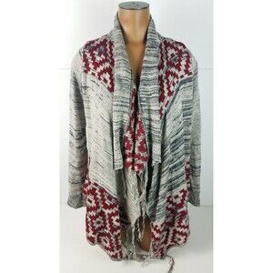 Eyeshadow Long Sleeve Fringe Open Front Sweater Cardigan Knit Womens Sz Small S